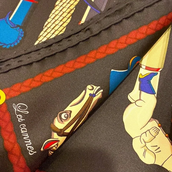 Authentic Hermès Paris 100 💯 silk scarf Carre90 Les Cannes